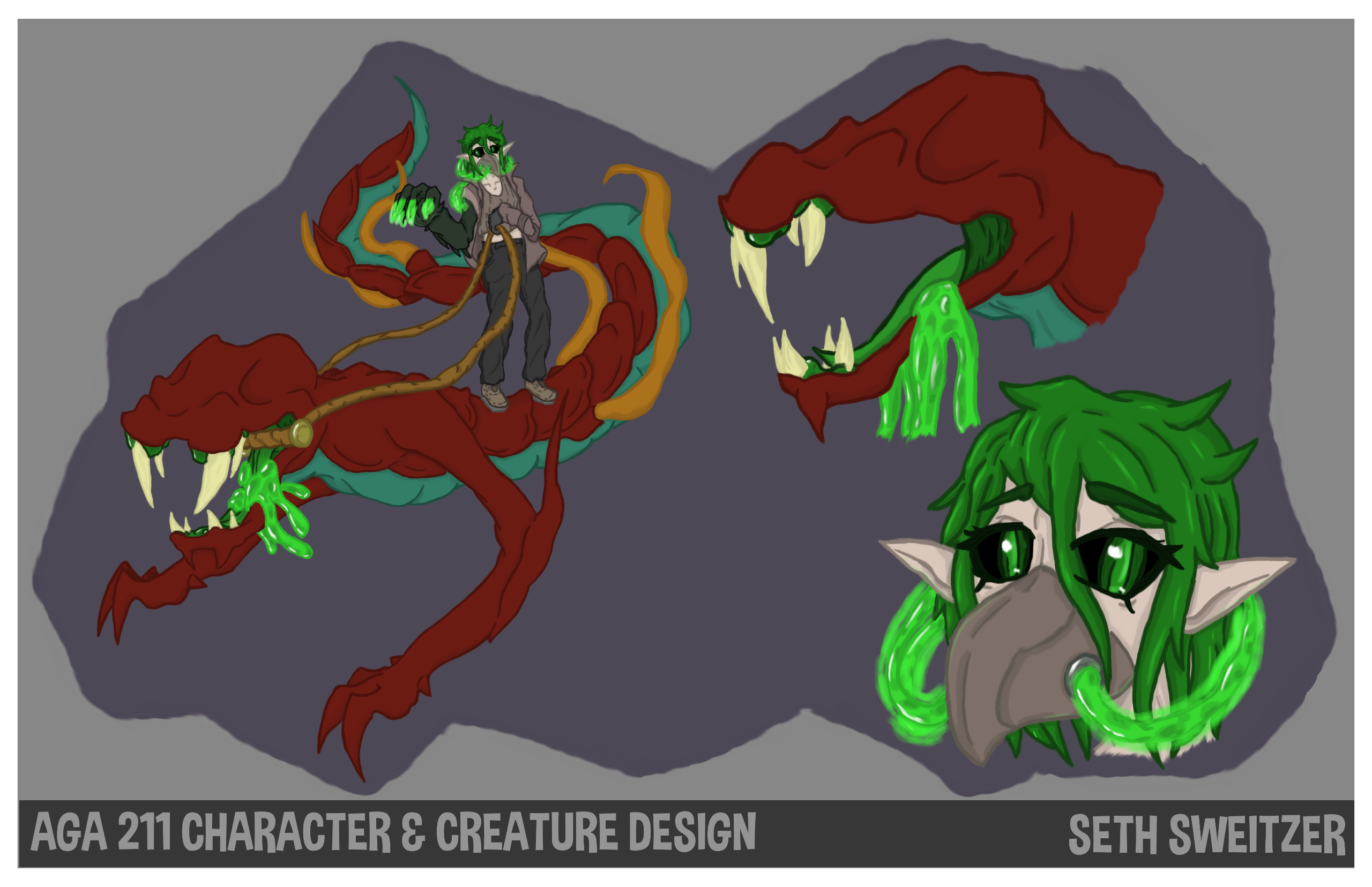 A mutated rider and her mount.